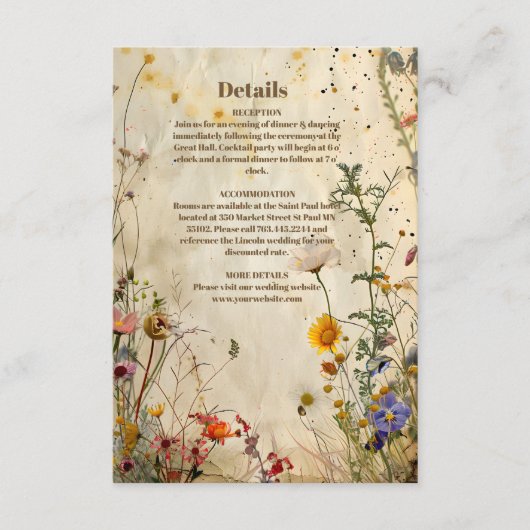 Carte D'accompagnement Mariage Fleur sauvage Boho Fall (Devant)