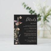 Carte D'accompagnement Mariage Fleur sauvage Boho noir (Debout devant)