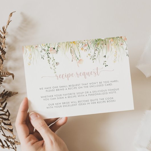 Carte D'accompagnement Mariage Fleur sauvage Boho vert Demande de recette