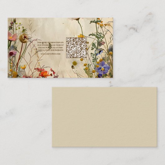 Carte D'accompagnement Mariage Fleur sauvage de QR Code Boho Fall (Devant / Derrière)