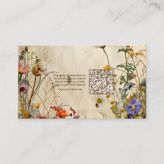 Carte D'accompagnement Mariage Fleur sauvage de QR Code Boho Fall (Devant)
