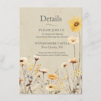 Carte D'accompagnement Mariage Fleur sauvage jaune