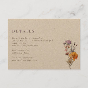Carte D'accompagnement Mariage Fleur sauvage Kraft Fall Orange & Purple