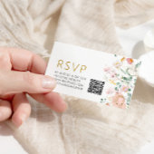 Carte D'accompagnement Mariage Fleur sauvage rustique QR RSVP