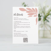 Carte D'accompagnement Mariage Fleur Tropicale Abstraite Rose Clair (Debout devant)