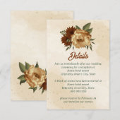 Carte D'accompagnement mariage fleuri rustique en terre cuite (Devant / Derrière)