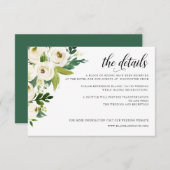 Carte D'accompagnement Mariage Fleuriste de Roses d'Ivoire et de Verdure (Devant / Derrière)