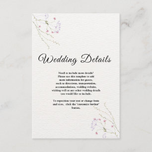 Carte D'accompagnement Mariage fleurs aquarelles minimalistes blanches