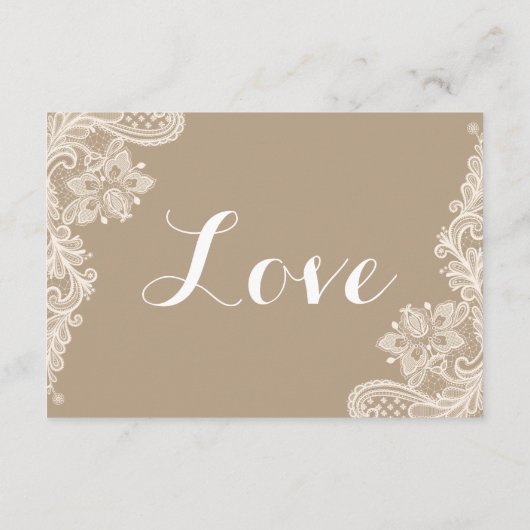 Carte D'accompagnement Mariage Fleurs de dentelle marron et blanc récepti (Dos)