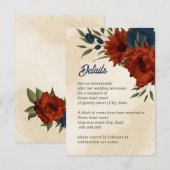 Carte D'accompagnement mariage fleurs marine orange brûlé (Devant / Derrière)