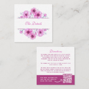 Carte D'accompagnement Mariage floral à anémone rose détails QR code