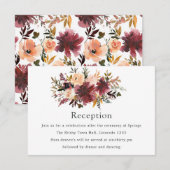 Carte D'accompagnement Mariage Floral à l'Aquarelle Bordo (Devant / Derrière)