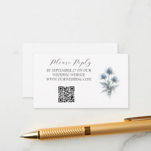 Carte D'accompagnement Mariage floral à l'aquarelle écossaise Blue Thistl