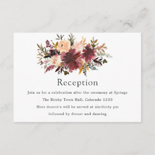 Carte D'accompagnement Mariage Floral Aquarelle Bordo Peach