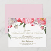 Carte D'accompagnement Mariage floral aquarelle roses et pivoines blanche (Devant / Derrière)