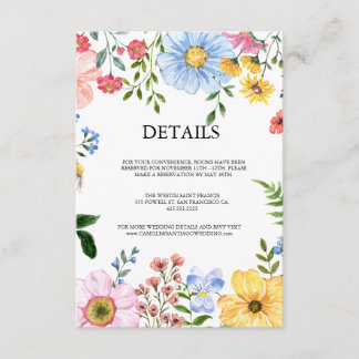 Carte D'accompagnement Mariage Floral Aquarelle Rustique