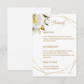 Carte D'accompagnement Mariage Floral bio rose or (Devant / Derrière)