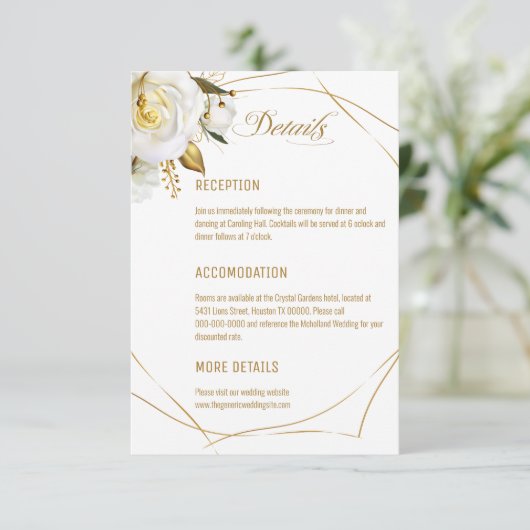 Carte D'accompagnement Mariage Floral bio rose or (Debout devant)