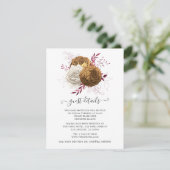 Carte D'accompagnement Mariage floral blanc, bourgogne et or (Debout devant)