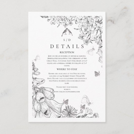 Carte D'accompagnement Mariage Floral Blanc Classique (Devant)