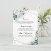 Carte D'accompagnement Mariage Floral blanc Détails Information Invité (Debout devant)