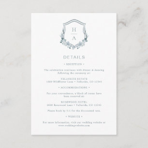 Carte D'accompagnement Mariage Floral Bleu