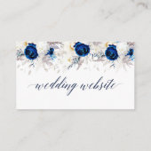 Carte D'accompagnement Mariage floral bleu & blanc Horizon moderne (Dos)