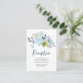 Carte D'accompagnement Mariage floral bleu clair jaune vert (Debout devant)