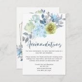 Carte D'accompagnement Mariage floral bleu clair jaune vert (Devant / Derrière)