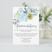 Carte D'accompagnement Mariage floral bleu clair jaune vert (Debout devant)