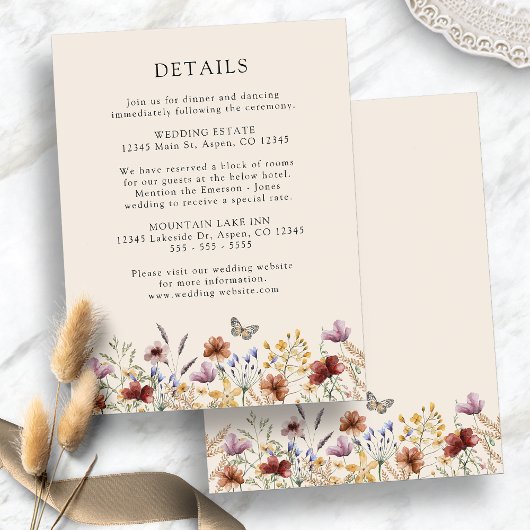 Carte D'accompagnement Mariage Floral Boho