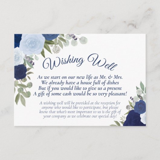 Carte D'accompagnement Mariage Floral Boho bleu rustique (Devant)