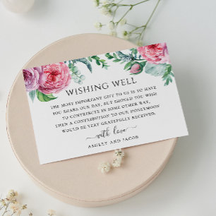 Carte D'accompagnement Mariage floral boho rose aquarelle désirant bien