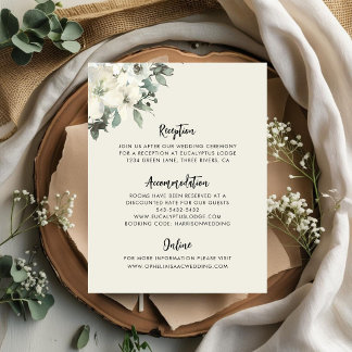 Carte D'accompagnement Mariage Floral Crème Élégant Vintage