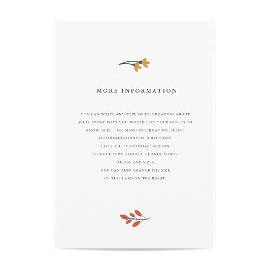 Carte D'accompagnement Mariage floral d'automne