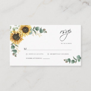 Carte D'accompagnement Mariage floral de tournesol RSVP