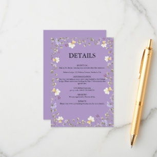 Carte D'accompagnement Mariage Floral d'Été Fleur Sauvage Violette