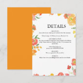 Carte D'accompagnement Mariage floral d'été rose et orange (Devant / Derrière)