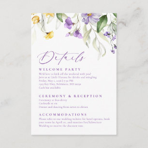 Carte D'accompagnement Mariage Floral Élégant à l'Aquarelle Violette