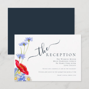 Carte D'accompagnement Mariage Floral Élégant Moderne Bleu d'Été