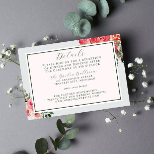 Carte D'accompagnement Mariage Floral Éternel Rouge et Verdure