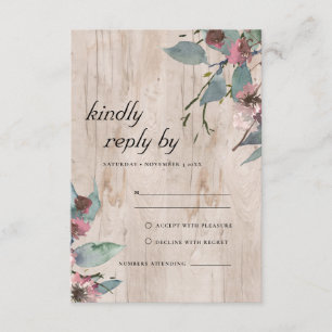 CARTE D'ACCOMPAGNEMENT MARIAGE FLORAL EUCALYPTUS ROSE SAUVAGE RUSTIQUE RS