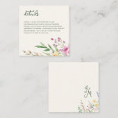 Carte D'accompagnement Mariage Floral Fleur sauvage rustique (Devant / Derrière)
