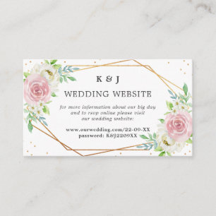 Carte D'accompagnement Mariage Floral Géométrique Chic avec Feuille d'Or