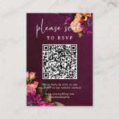 Carte D'accompagnement Mariage floral gras | RSVP avec code QR (Devant)