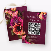 Carte D'accompagnement Mariage floral gras | RSVP avec code QR