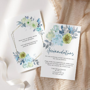 Carte D'accompagnement Mariage Floral Jaune Bleu Clair Vert