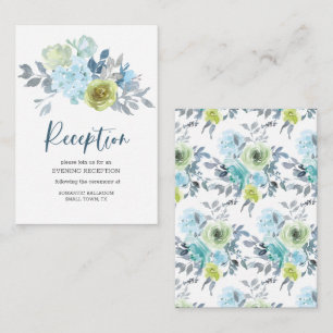 Carte D'accompagnement Mariage Floral Jaune Vert Bleu Clair