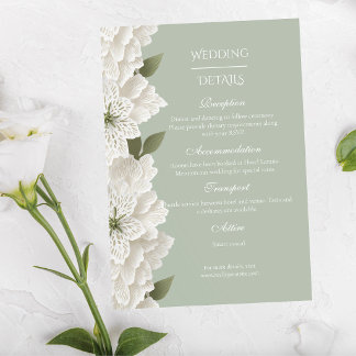 Carte D'accompagnement Mariage Floral Luxueux Moderne Vert Sauge