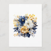 Carte D'accompagnement Mariage floral marine, blanc et or Détails (Dos)